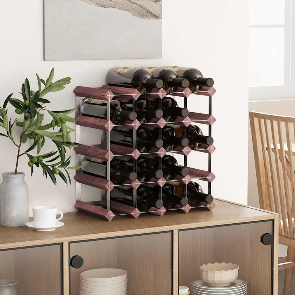 Casier à bouteilles pour 20 bouteilles marron bois pin solide