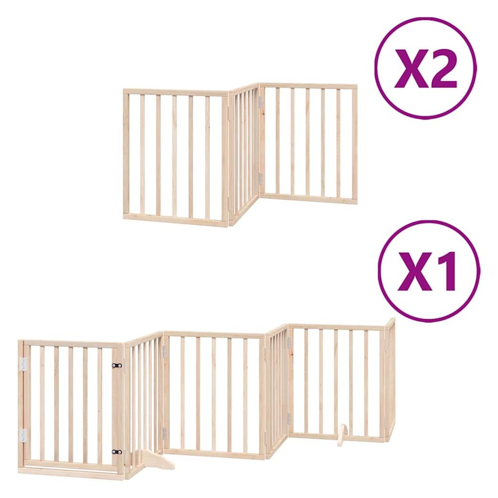 Barrière pour chien porte pliable 12 panneaux bois de peuplier
