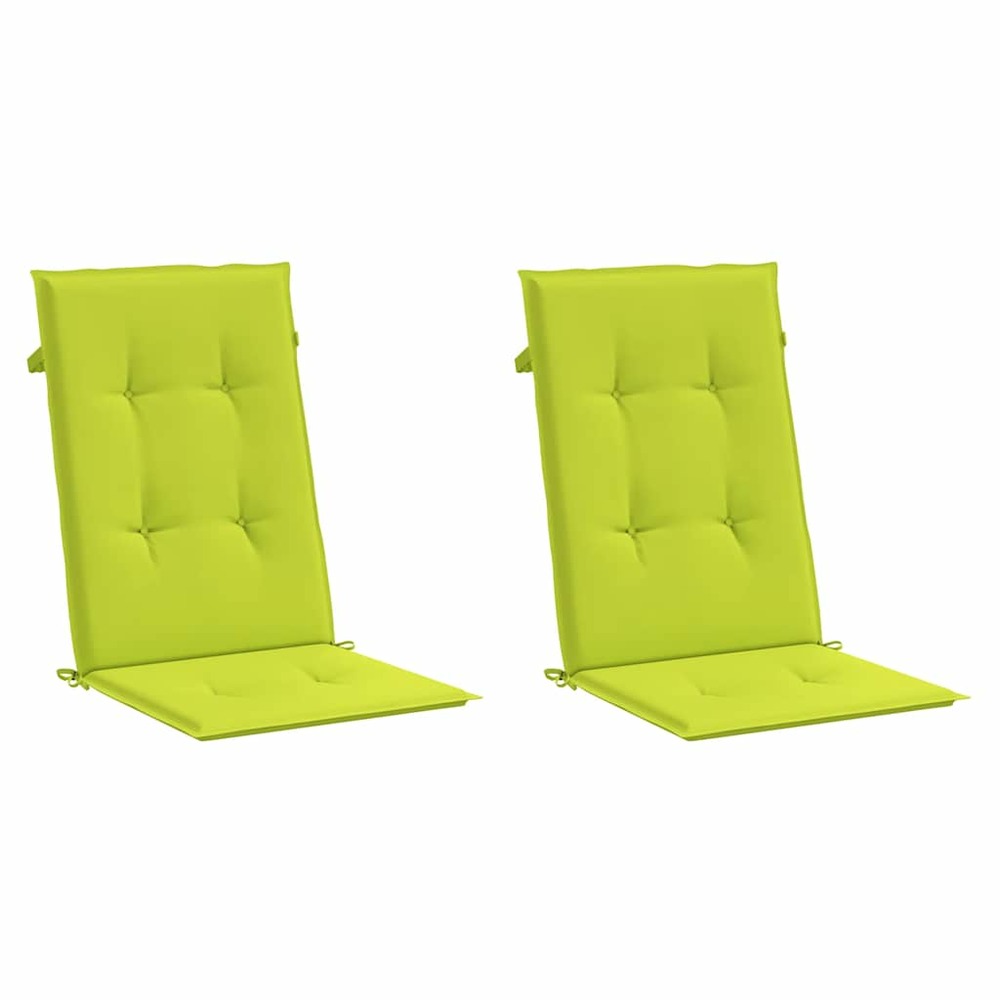 Coussins de chaise de jardin à dossier haut lot de 2 vert vif