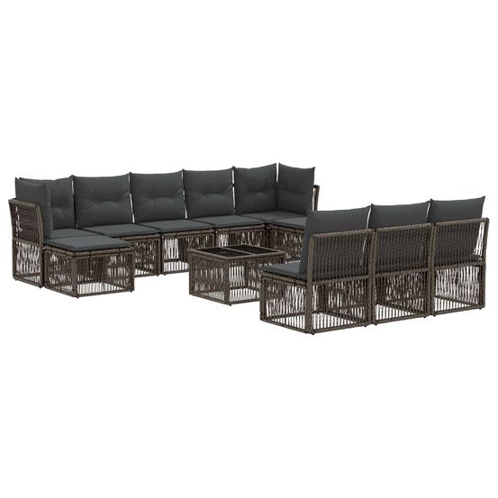 Ensemble de canapé de jardin 11 pc gris polyrotin