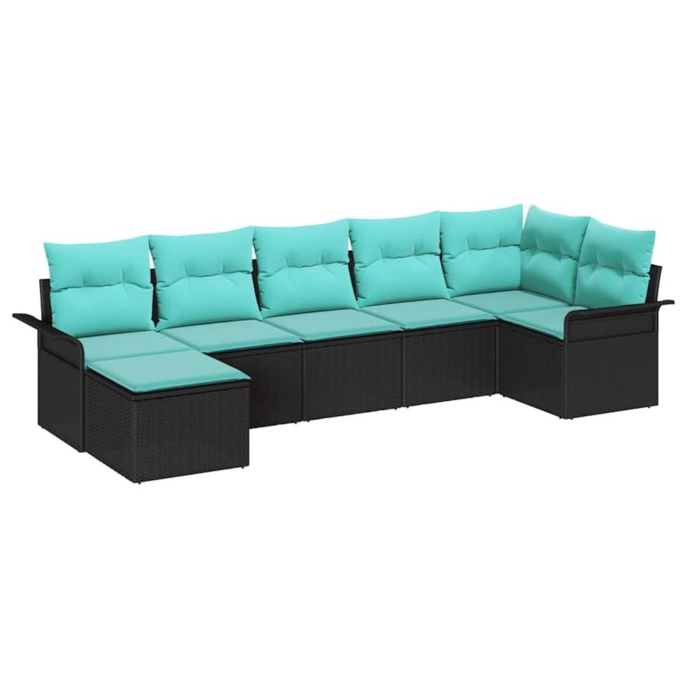 Ensemble de canapé de jardin 7 pc noir polyrotin