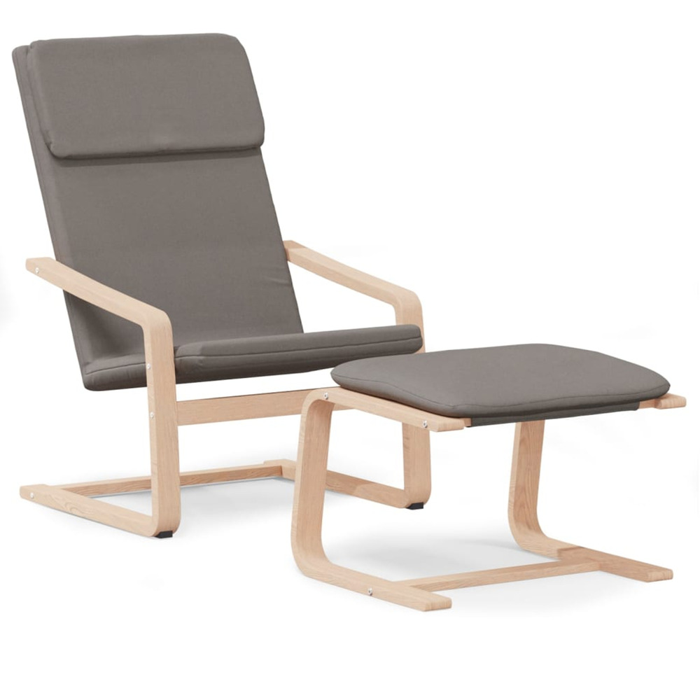 Chaise de relaxation avec repose-pied taupe tissu