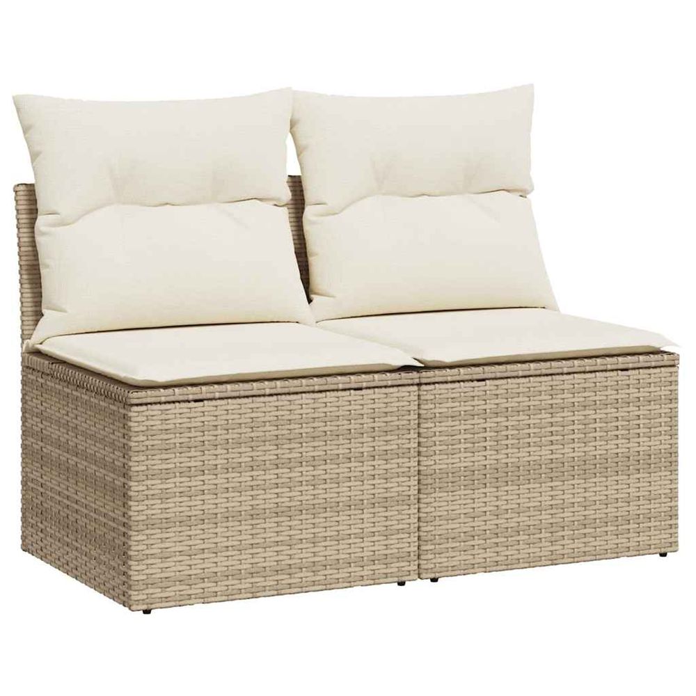 Salon de jardin avec coussins 2 pcs beige résine tressée acacia
