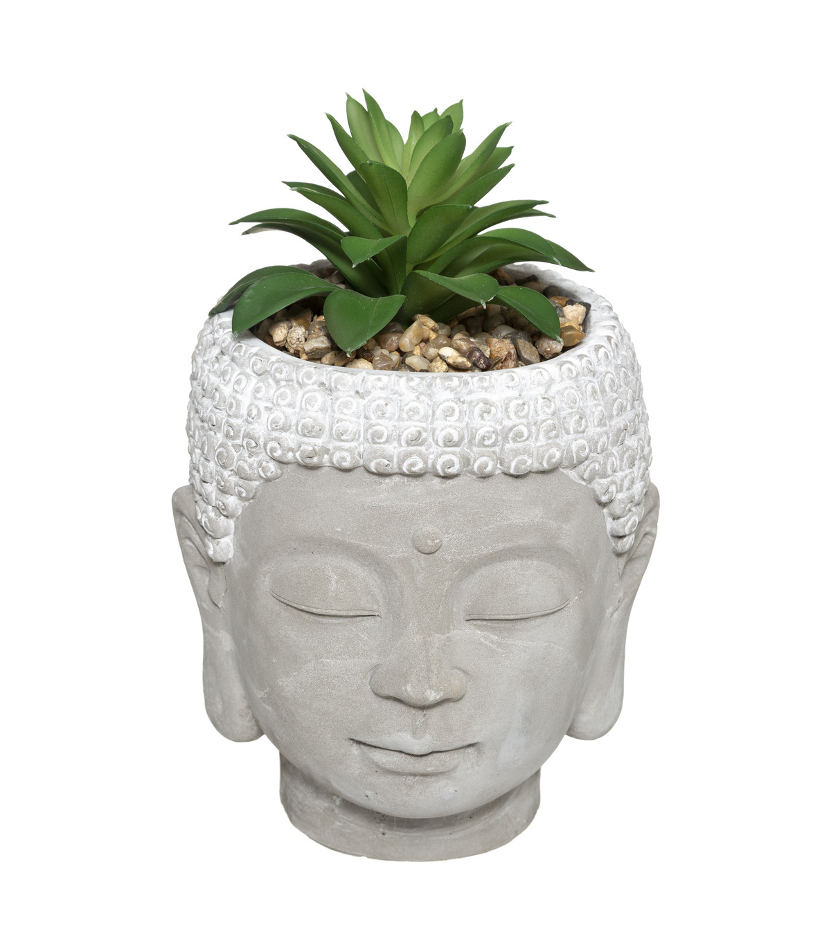Plante artificielle pot bouddha en ciment d 13,5 x h 18 cm