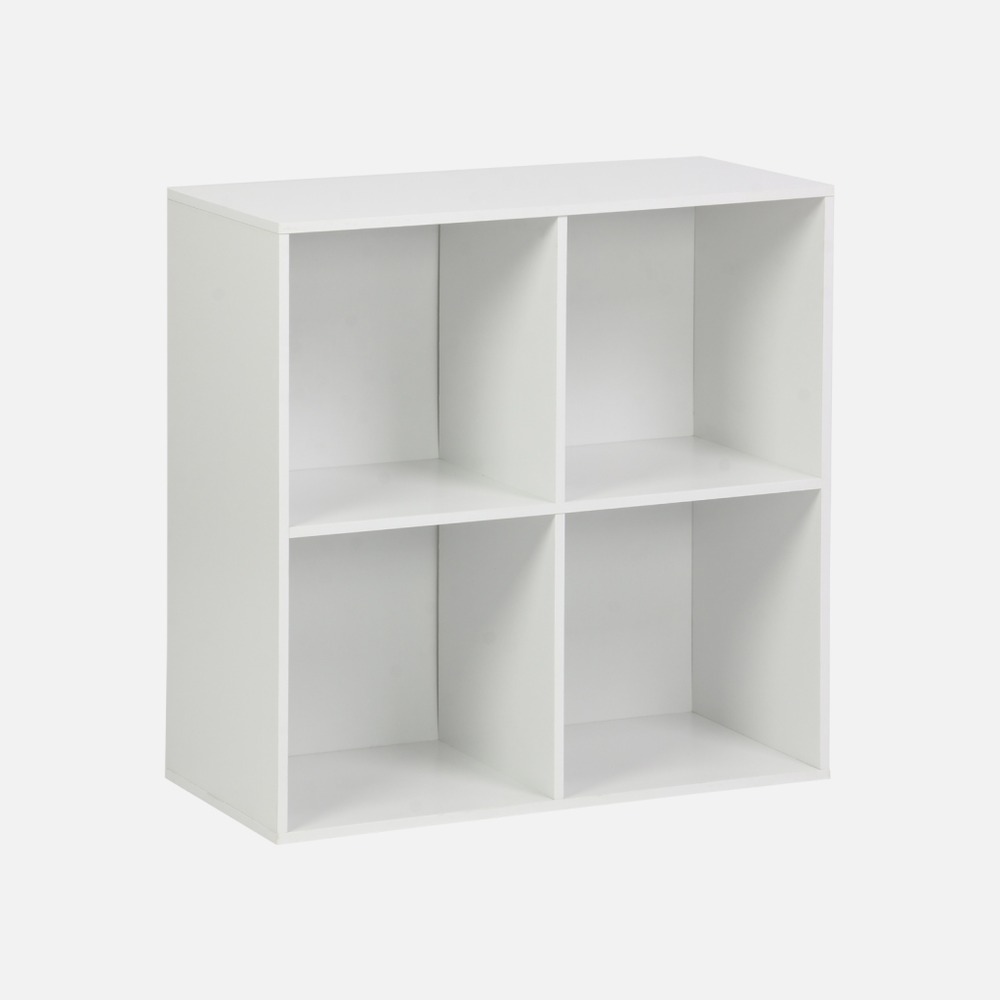 Etagère, bibliothèque, module de rangement décor bois 4 compartiments l 70 x p 35 x h 70cm - kompo