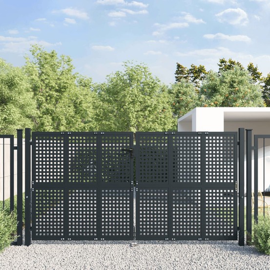Portail de jardin anthracite 300 x 125 cm acier