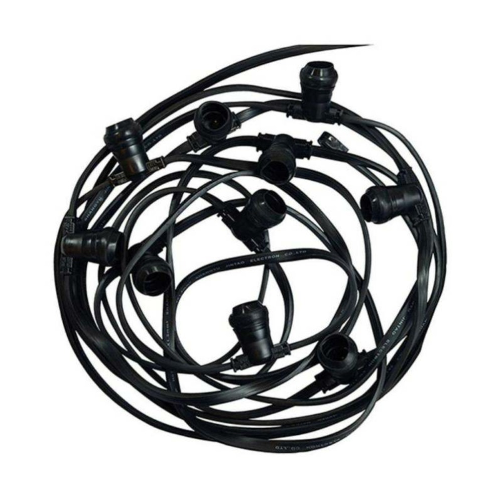 Guirlande guinguette 10 culots b22 10m extérieur connectable câble plat noir miidex