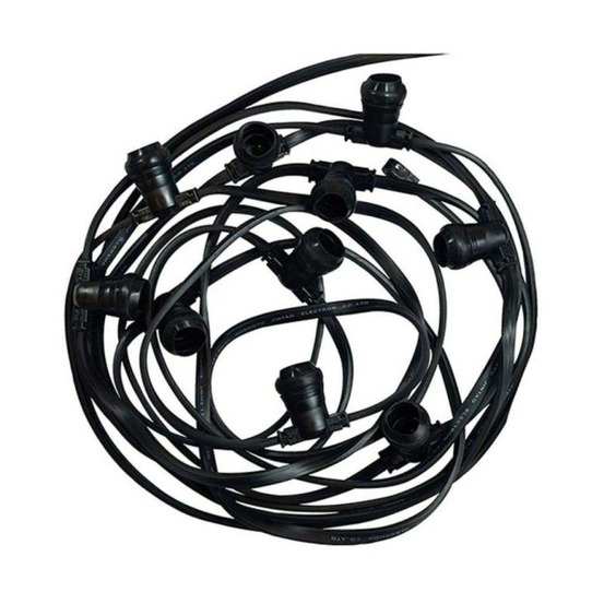 Guirlande guinguette 10 culots b22 10m extérieur connectable câble plat noir miidex