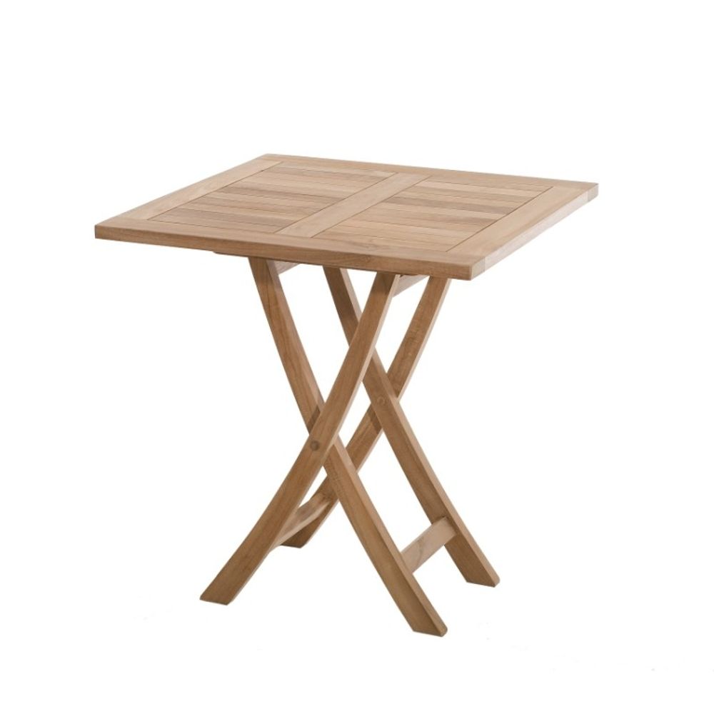 Table de jardin pliante 2 personnes 70x70 cm en bois teck