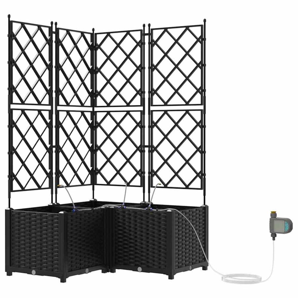 Cache-pot de jardin 3 pc noir 80 x 80 x 142 cm pp