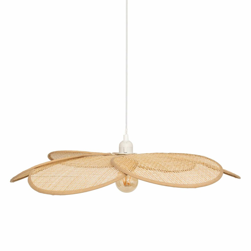 Suspension en bois et acier petales - diam 62 cm - beige