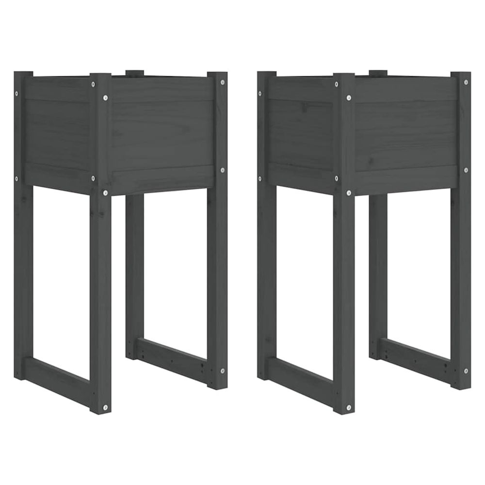 Jardinière d'extérieurs 2 pcs gris 40x40x81 cm bois massif de pin