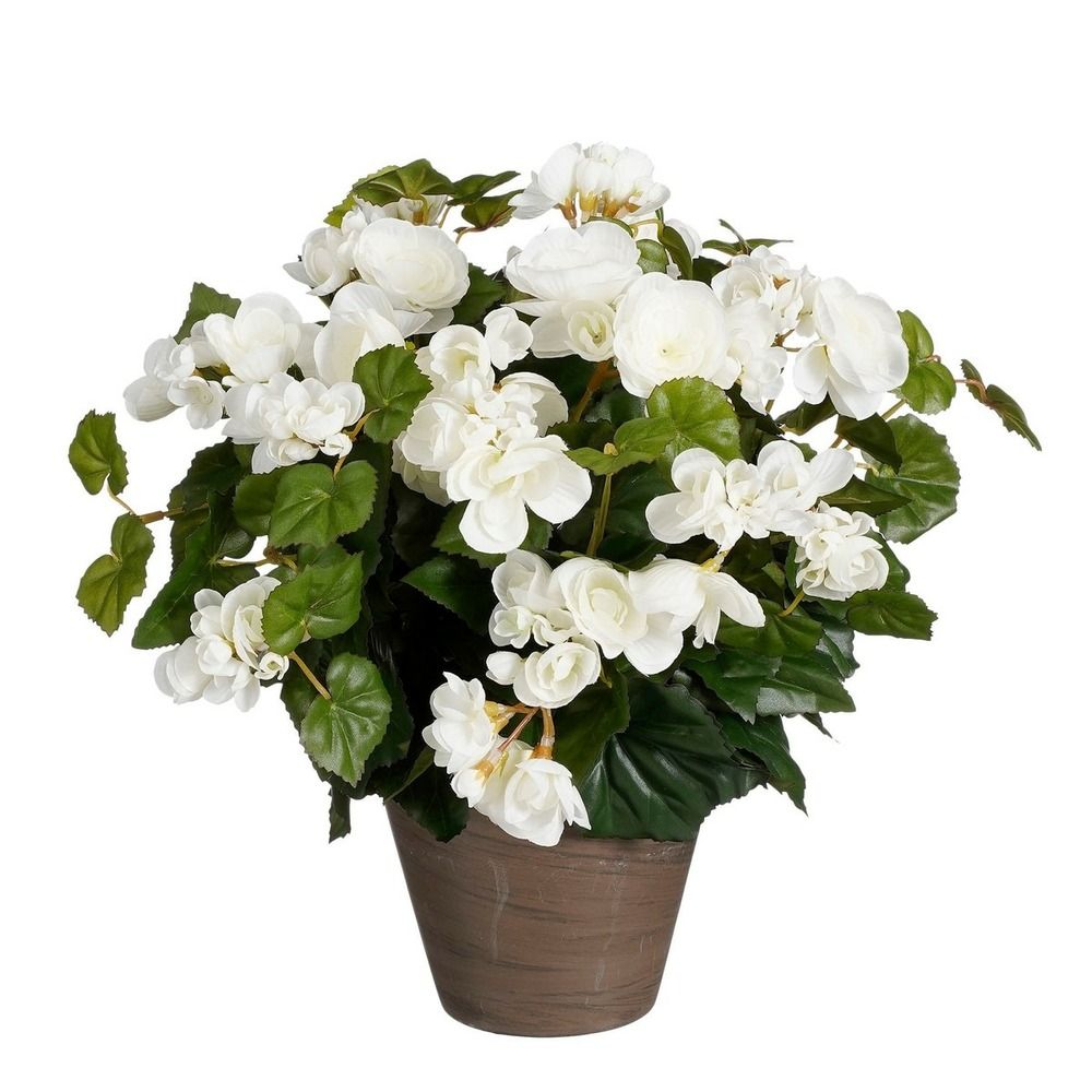 Mica decorations plante artificielle bégonia - h37 cm - blanc