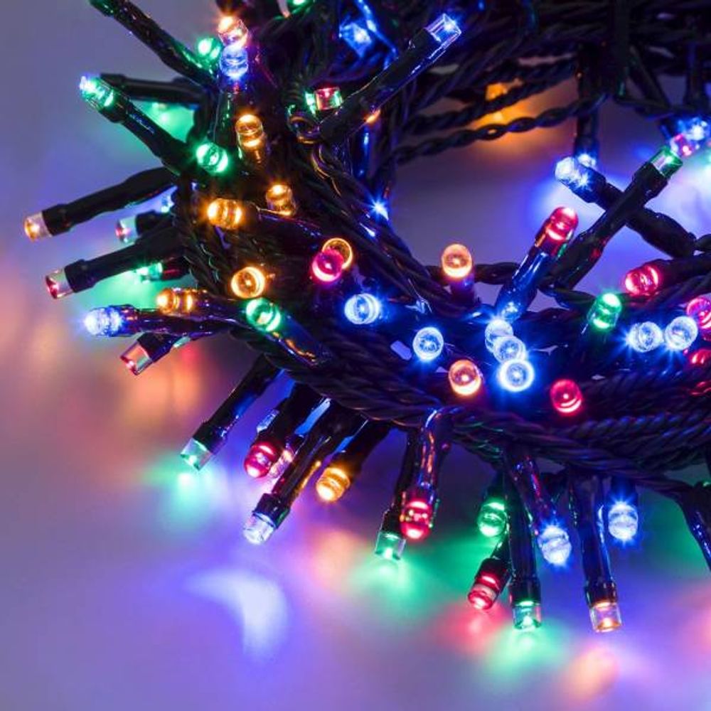 Guirlande lumineuse 60,5m 1500 led multicolore animées mémoire timer câble vert lotti