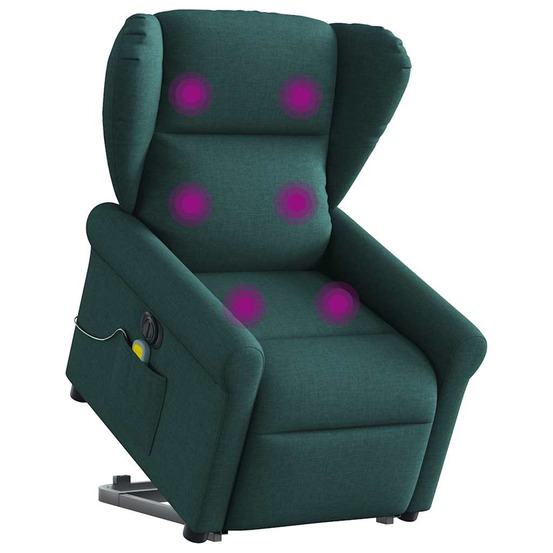 Fauteuil inclinable de massage électrique vert foncé tissu