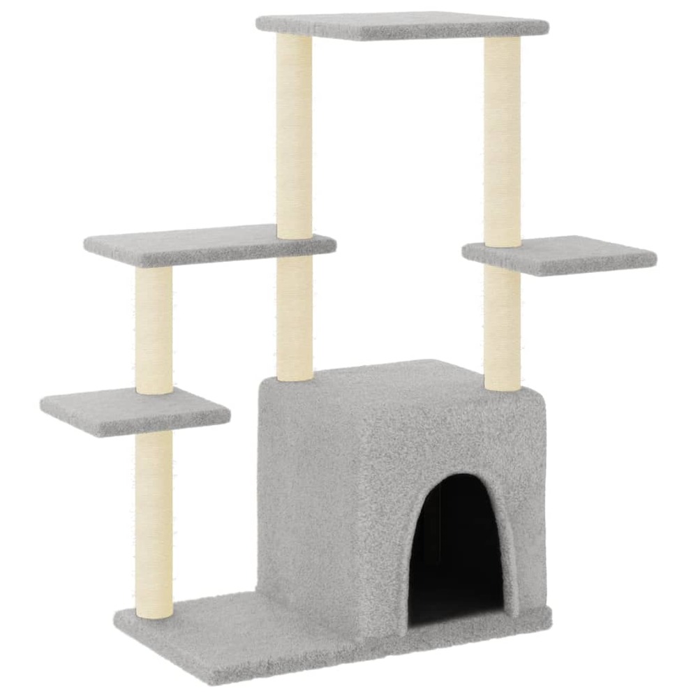 Arbre à chat meuble tour grimper jouet grattage grattoir escalade plateforme avec griffoirs en sisal clair 97,5 cm gris 02_00