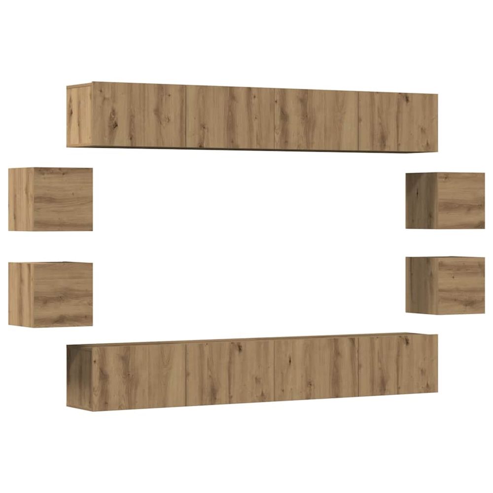 Ensemble de meuble tv mural 8 pcs chêne artisanal