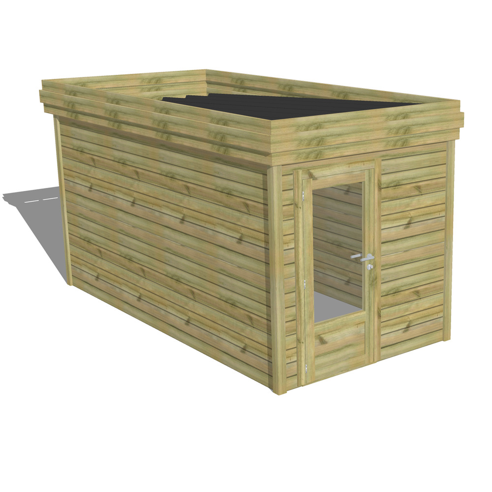 Abri de jardin bois pin traité autoclave 27mm - 2,14x4,34m / 9m2 - bac acier - abri français