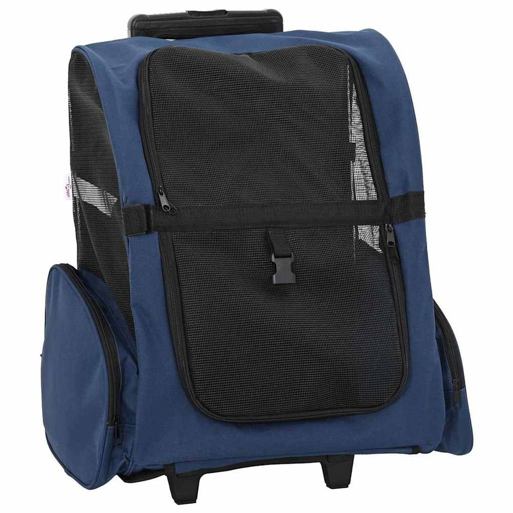 Chariot de transport 3-en-1 tissu oxford voyage chien chat polyvalent 20kg bleu