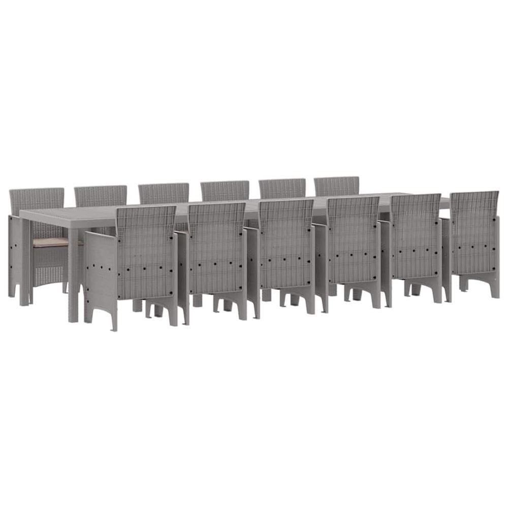 Ensemble de salle à manger pour jardin 13 pc gris clair