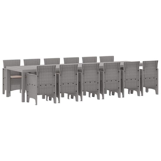 Ensemble de salle à manger pour jardin 13 pc gris clair