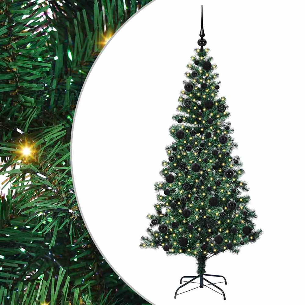 Sapin de noël artificiel pré-éclairé vert 180 cm pvc et métal