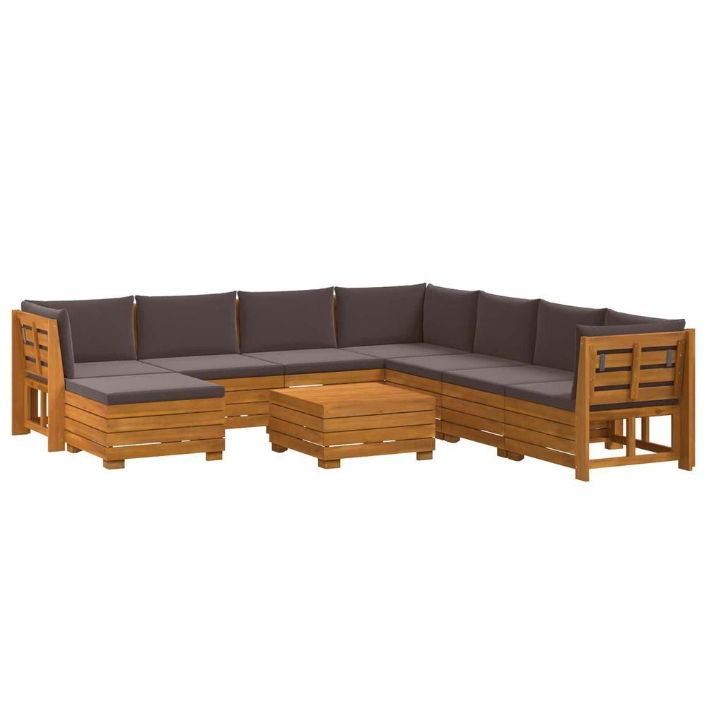 9 pc ensemble de canapés d'extérieur bois d'acacia massif