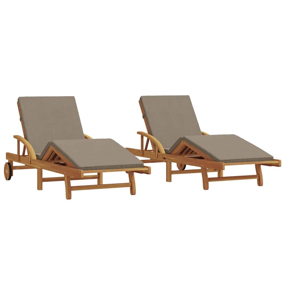 Transat 2 pc bois d'acacia massif taupe