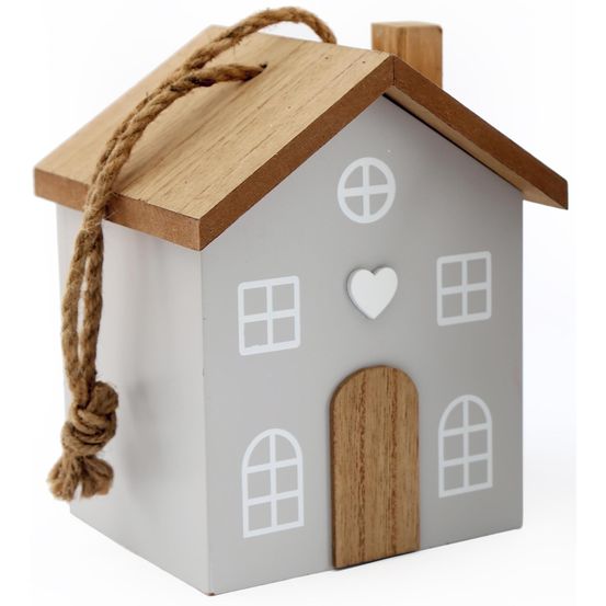 Bloc-porte en mdf maison 12 x 8.5 x 13 cm gris