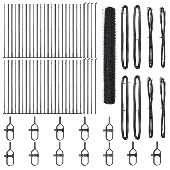 Clôture avec poteaux gris 1.2 x 100 m acier recouvert de pvc