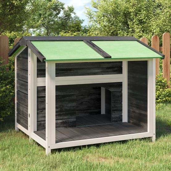 Niche chenil extérieur en bois pin massif pour chiens chats lapins toit résistant eau 96x87x80cm gris