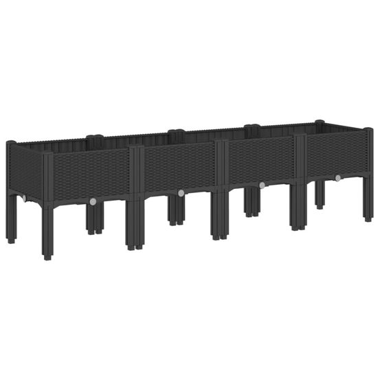 Jardinière d'extérieur avec pieds noir 160x40x42 cm pp