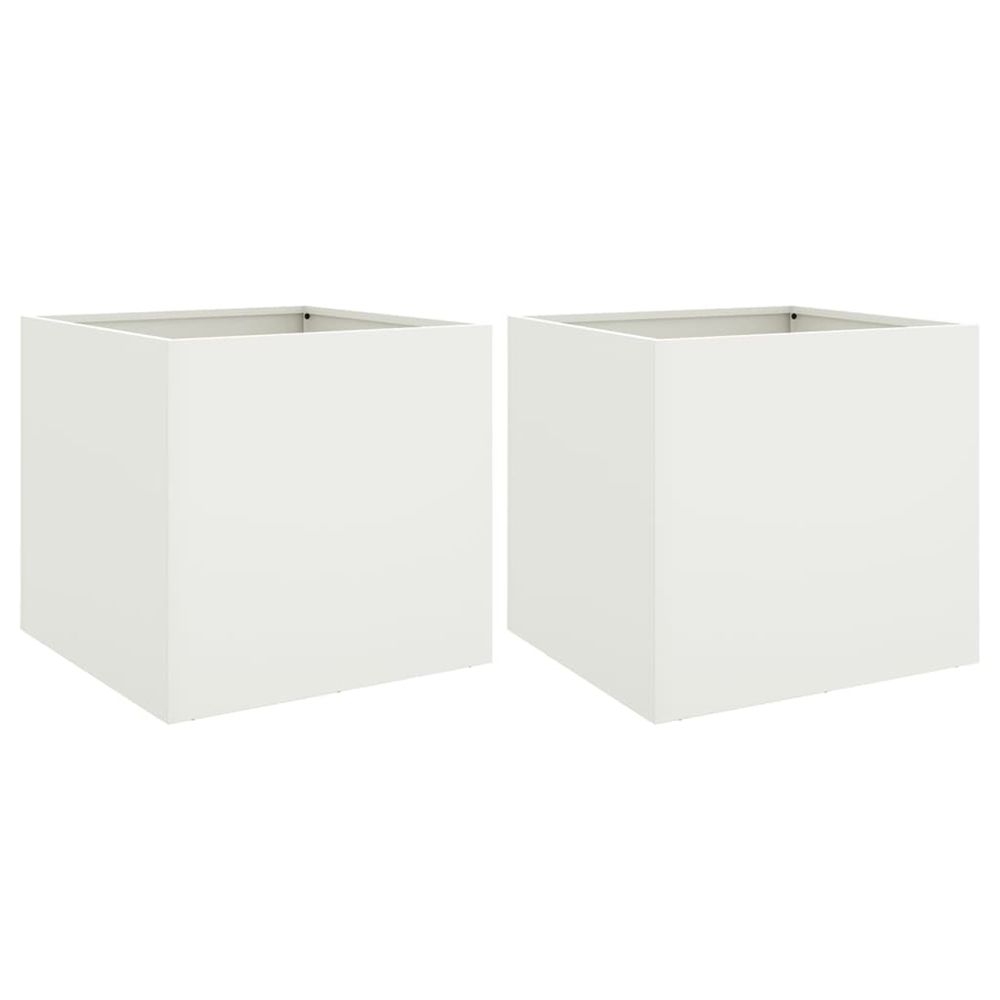 Jardinière d'extérieurs 2 pcs blanc 42x40x39 cm acier