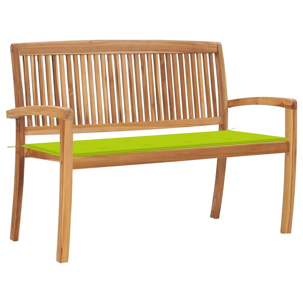 Banc de jardin empilable et coussin 128,5cm bois de teck massif