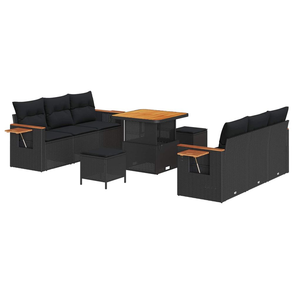 Ensemble de canapé de jardin 11 pc 8-nombre de places noir