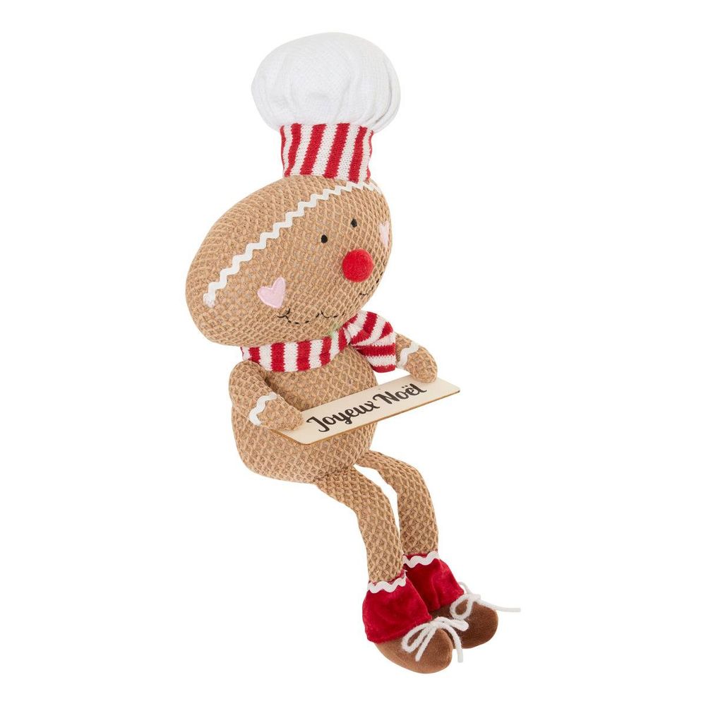 Bonhomme de noël en pain d'épices pimi assis h. 46 cm