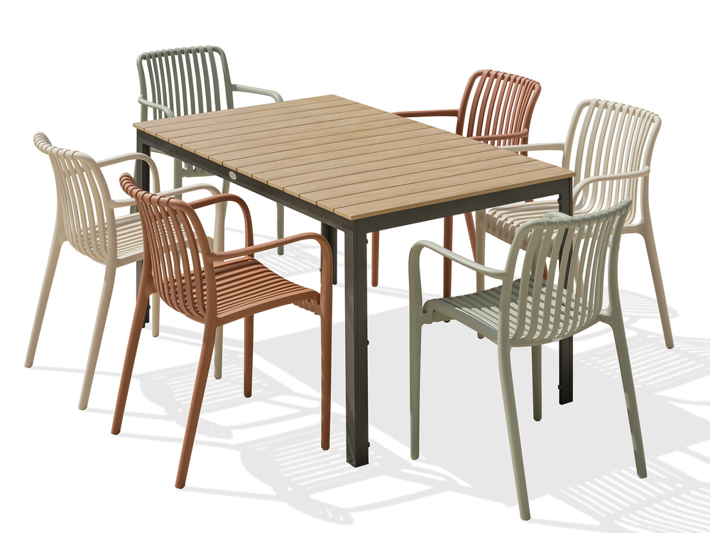 Ensemble repas boston 6 pl avec tiago olive et sable