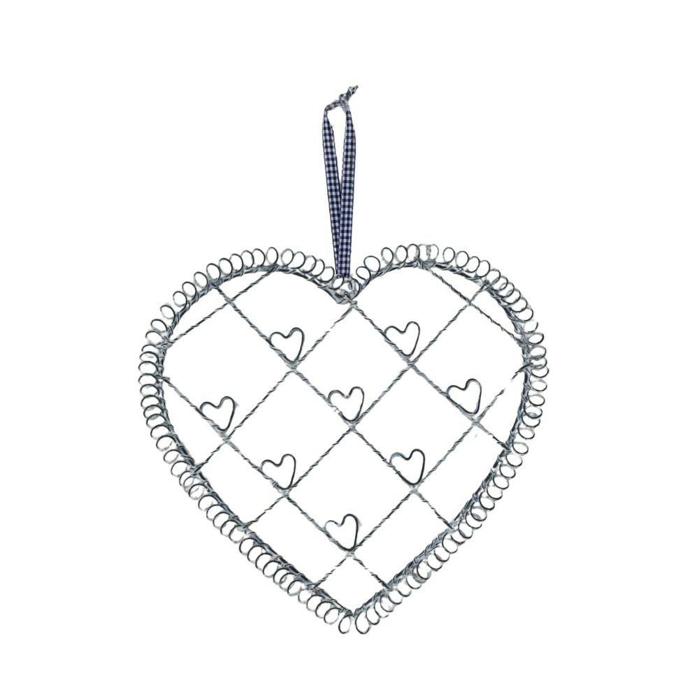 Cadre photo à suspendre en métal gris en forme de coeur ø.30 cm