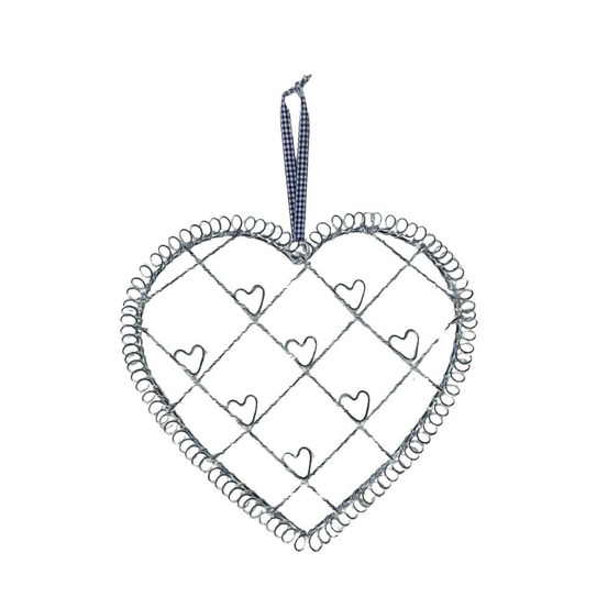 Cadre photo à suspendre en métal gris en forme de coeur ø.30 cm