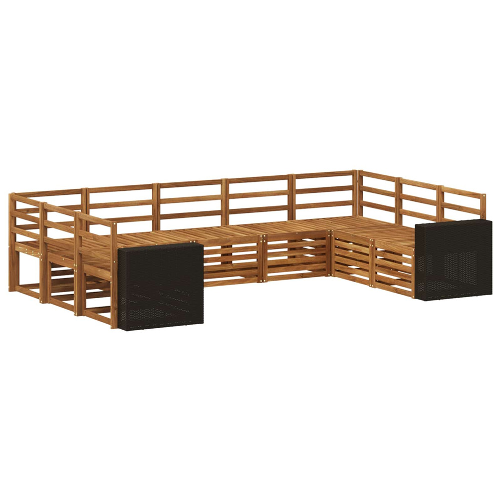 Ensemble de canapé d'angle 9 pcs naturel bois d'acacia massif