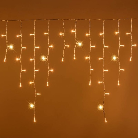 Guirlande stalactite 3m h90cm 120maxiled blanc chaud scintillant câble transparent raccordable professionnel 24v lotti