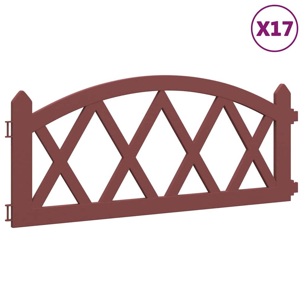 Bordures de pelouse 17 pcs rouge 10 m pp