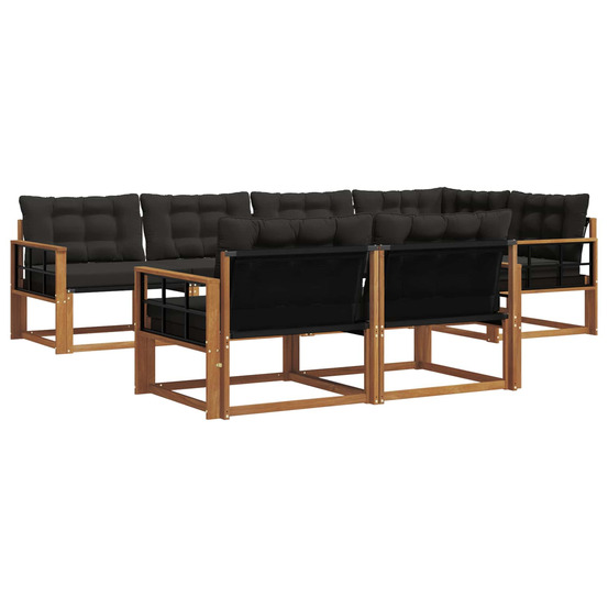 Ensemble de canapés d'extérieur 7 pcs naturel et noir