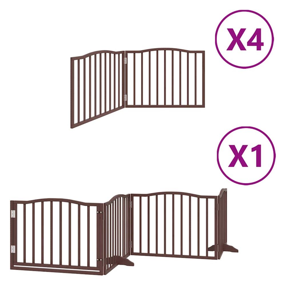 Barrière pour chien porte pliable 12 panneaux bois de peuplier