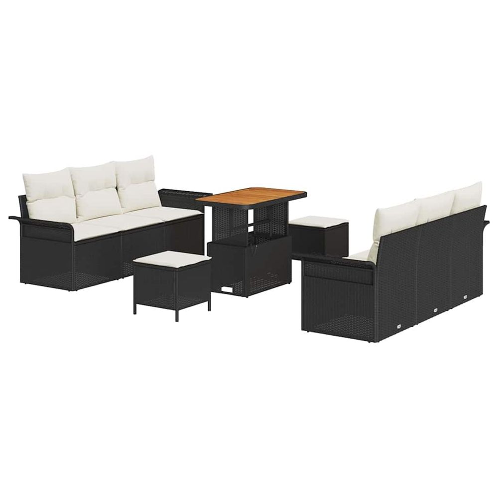 Ensemble de canapé de jardin 9 pc noir polyrotin