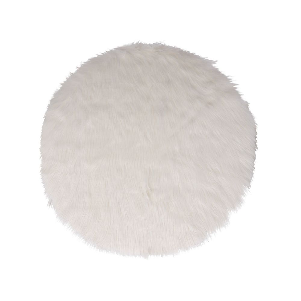 Déco de noël tapis pour pied de sapin en fourrure blanche d 90 cm