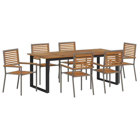 Ensemble de salle à manger pour jardin 7 pcs gris