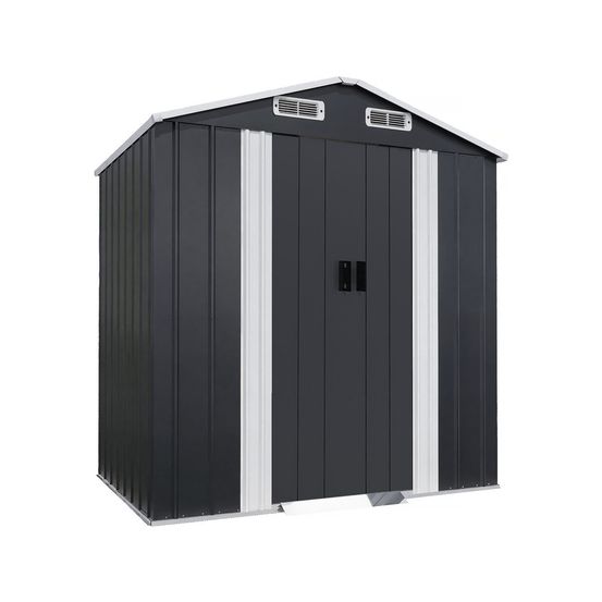 Abri de jardin en métal avec porte coulissante