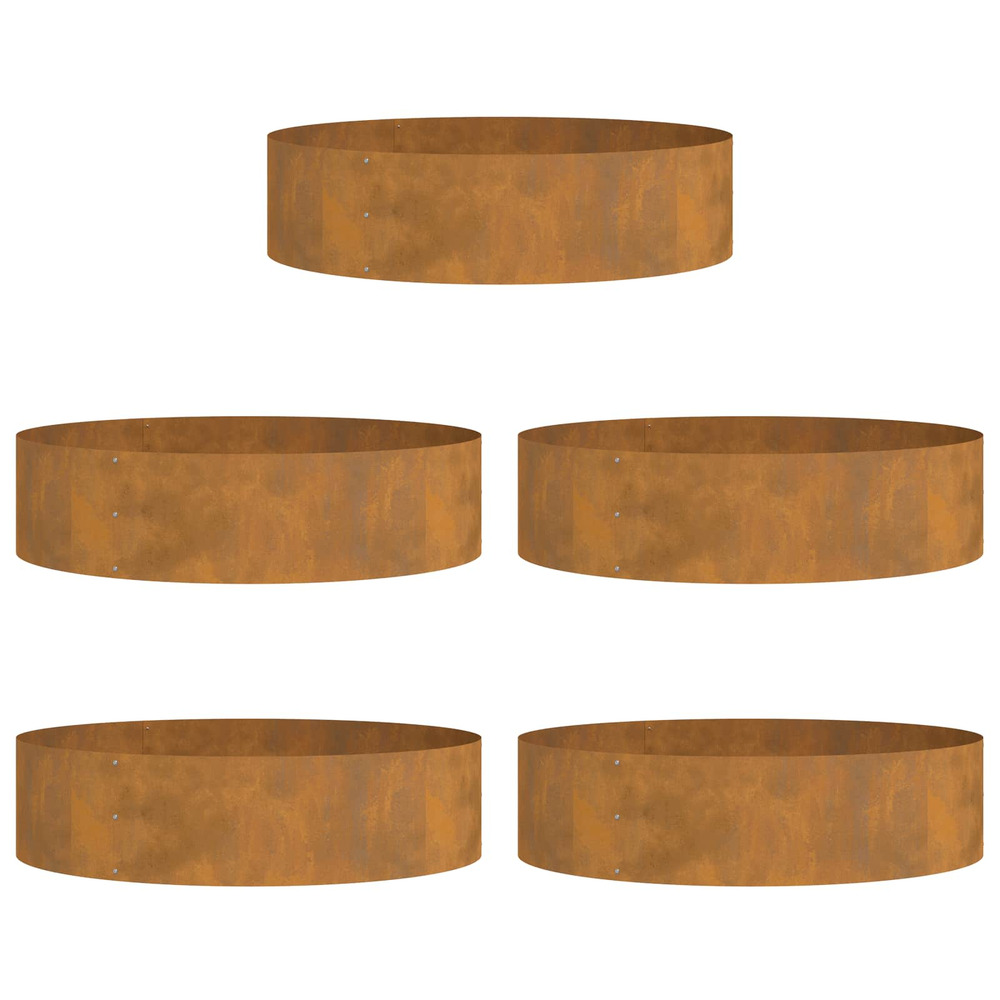 Anneau de jardinière 5 pcs marron 80 x 80 x 20 cm acier corten