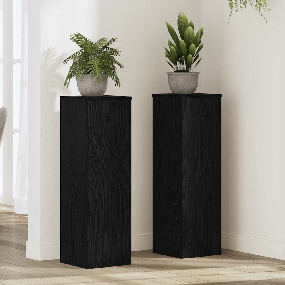 Support de plante 2 pcs chêne noir 25 x 25 x 80 cm